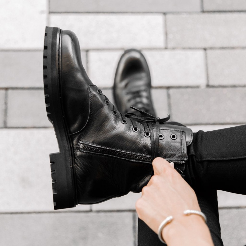 Thursday Boots Combat Schnürstiefel Damen Schwarz | Österreich-63021LXJE