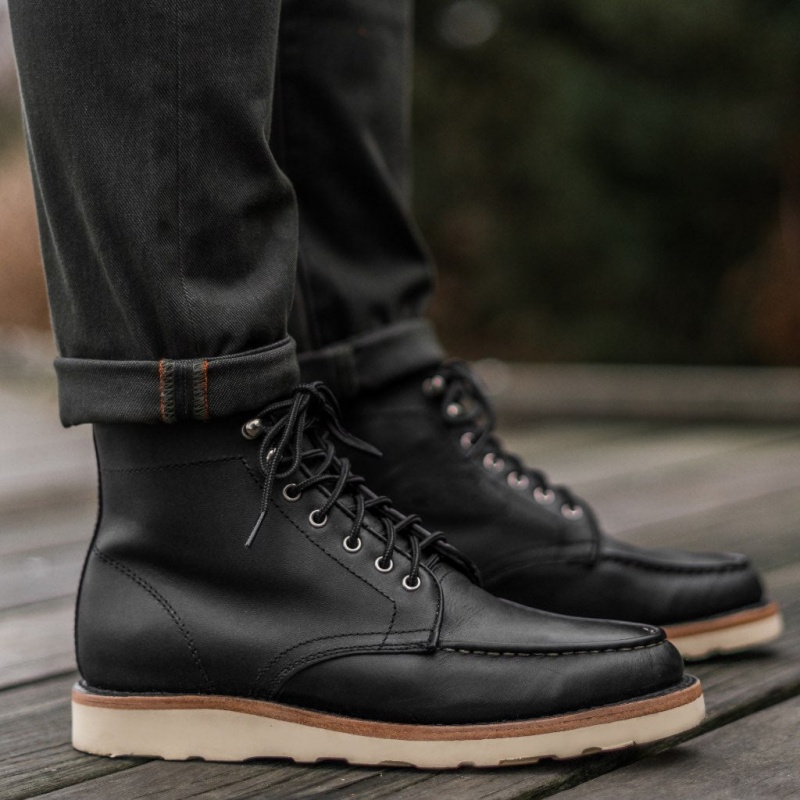 Thursday Boots Diplomat Moc Kappe Schnürstiefel Herren Schwarz | Österreich-74206VERW