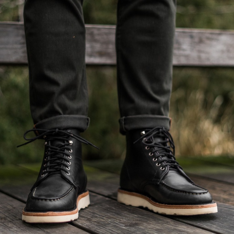 Thursday Boots Diplomat Moc Kappe Schnürstiefel Herren Schwarz | Österreich-74206VERW