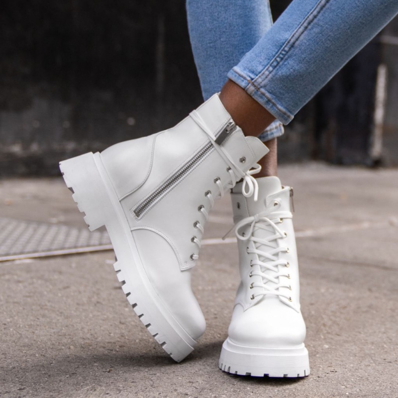 Thursday Boots Dolce Zip Schnürstiefel Damen Weiß | Österreich-35076WSDQ