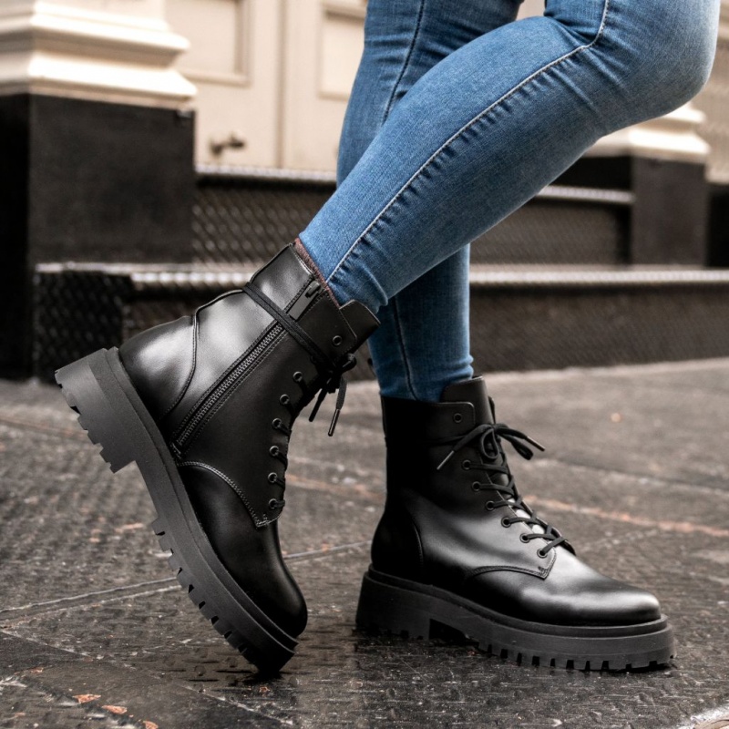 Thursday Boots Dolce Zip Schnürstiefel Damen Schwarz | Österreich-69045VERN