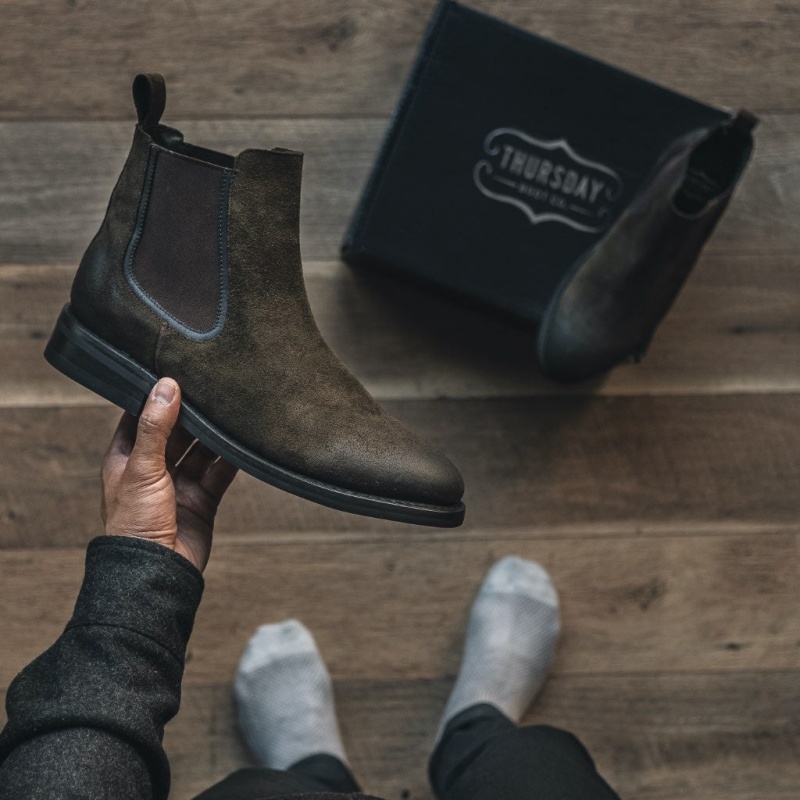 Thursday Boots Duke Chelsea Stiefel Herren Dunkelolivgrün | Österreich-74158XMYK