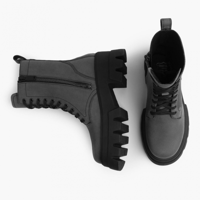 Thursday Boots Dynasty Combat Schnürstiefel Damen Grau | Österreich-39658LEIB