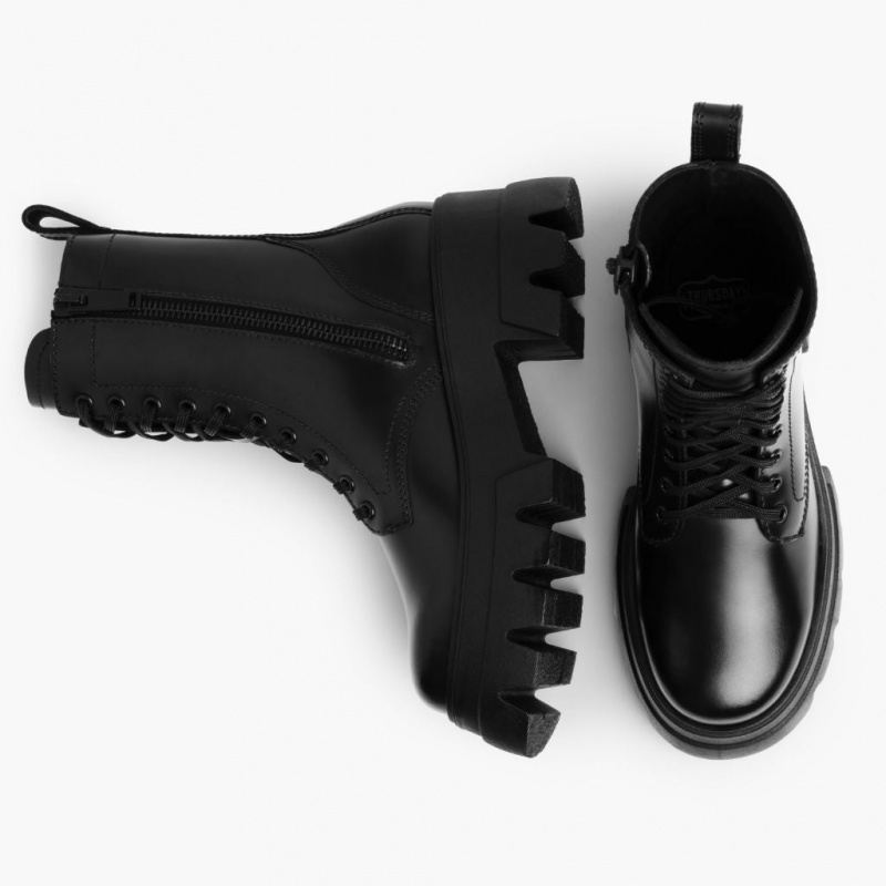 Thursday Boots Dynasty Combat Schnürstiefel Damen Schwarz | Österreich-67930GVFL
