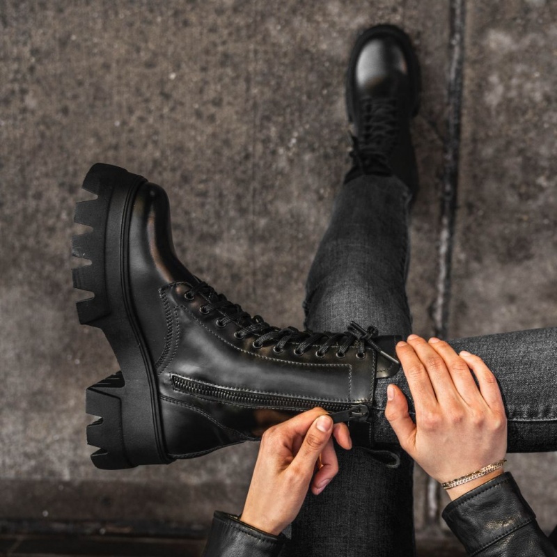 Thursday Boots Dynasty Combat Schnürstiefel Damen Schwarz | Österreich-67930GVFL
