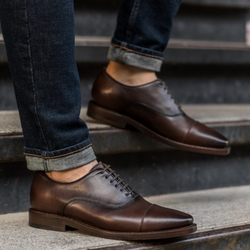 Thursday Boots Executive Cap Kappe Lederschuhe Herren Dunkelbraun | Österreich-76583JQSL