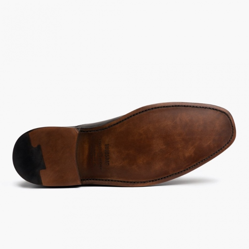 Thursday Boots Executive Cap Kappe Lederschuhe Herren Schwarz | Österreich-10682PZST