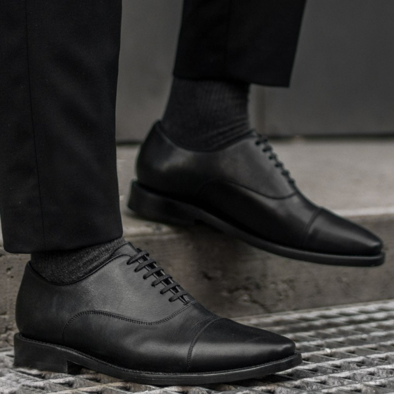 Thursday Boots Executive Cap Kappe Lederschuhe Herren Schwarz | Österreich-10682PZST
