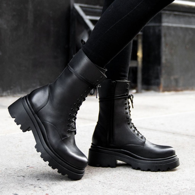 Thursday Boots Fatale High Heel Zip-Up Stiefeletten Damen Schwarz | Österreich-29635HRBC