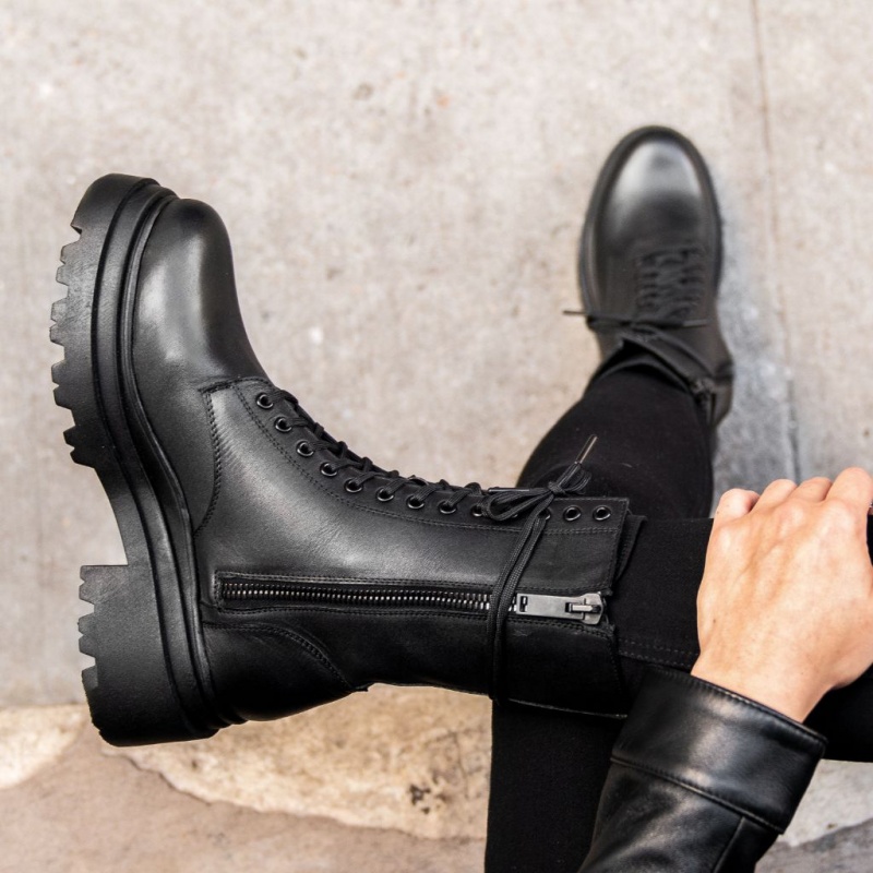 Thursday Boots Fatale High Heel Zip-Up Stiefeletten Damen Schwarz | Österreich-29635HRBC