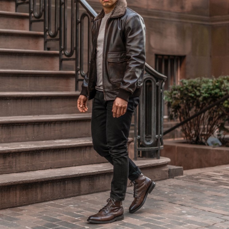 Thursday Boots Flight Jacken Herren Dunkelbraun | Österreich-50847CNHQ
