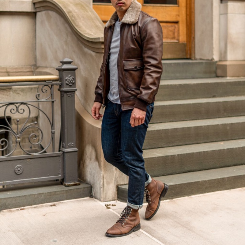 Thursday Boots Flight Jacken Herren Dunkelbraun | Österreich-62147WTZS