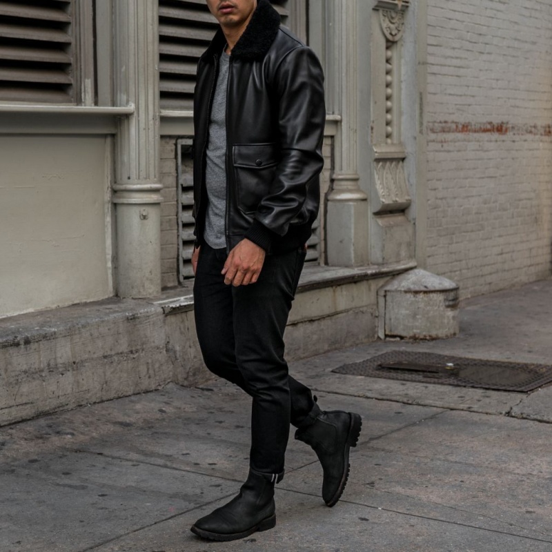 Thursday Boots Flight Jacken Herren Schwarz | Österreich-83160YCSB
