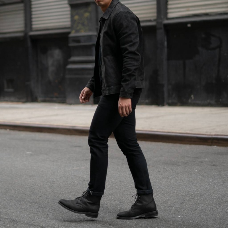 Thursday Boots Keanu Leder Jacken Herren Schwarz | Österreich-34158YRBH