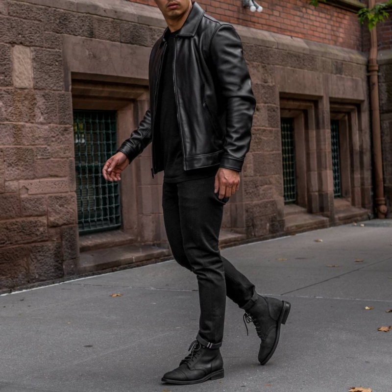 Thursday Boots Keanu Leder Jacken Herren Schwarz | Österreich-80245RKVZ