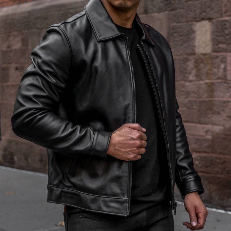 Thursday Boots Keanu Leder Jacken Herren Schwarz | Österreich-80245RKVZ