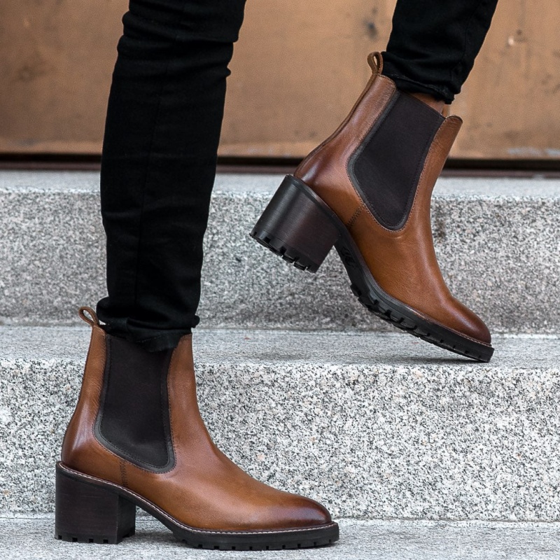 Thursday Boots Knockout High Heel Chelsea Stiefel Damen Braun | Österreich-20357TUEV