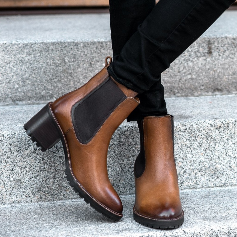 Thursday Boots Knockout High Heel Chelsea Stiefel Damen Braun | Österreich-20357TUEV