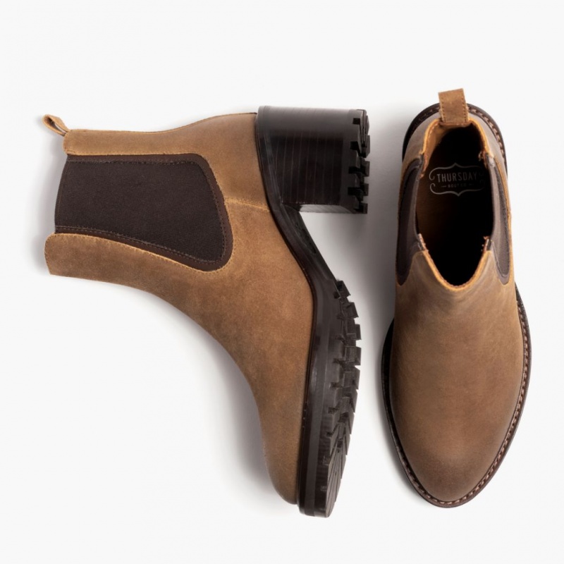 Thursday Boots Knockout High Heel Chelsea Stiefel Damen Braun | Österreich-09523ZENP