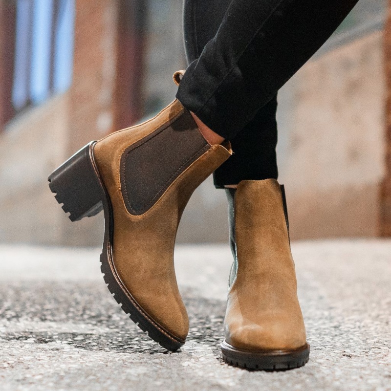 Thursday Boots Knockout High Heel Chelsea Stiefel Damen Braun | Österreich-09523ZENP
