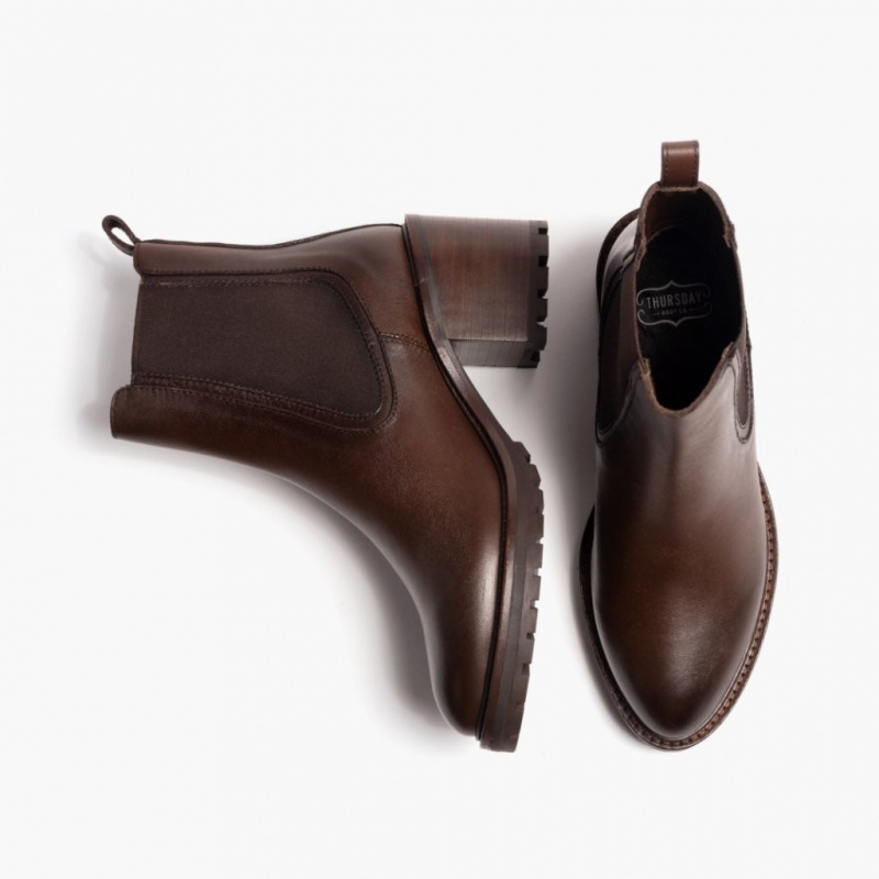 Thursday Boots Knockout High Heel Chelsea Stiefel Damen Schokolade | Österreich-89124WSXL