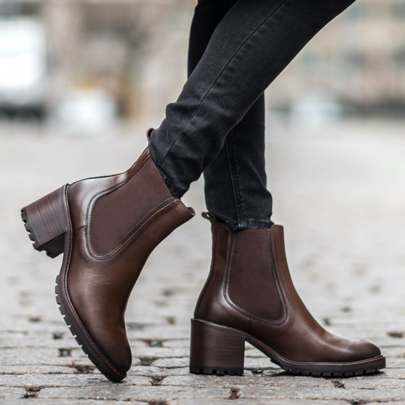 Thursday Boots Knockout High Heel Chelsea Stiefel Damen Schokolade | Österreich-89124WSXL