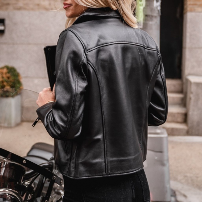 Thursday Boots Leder Motorcycle Jacken Damen Schwarz | Österreich-31590HOYJ