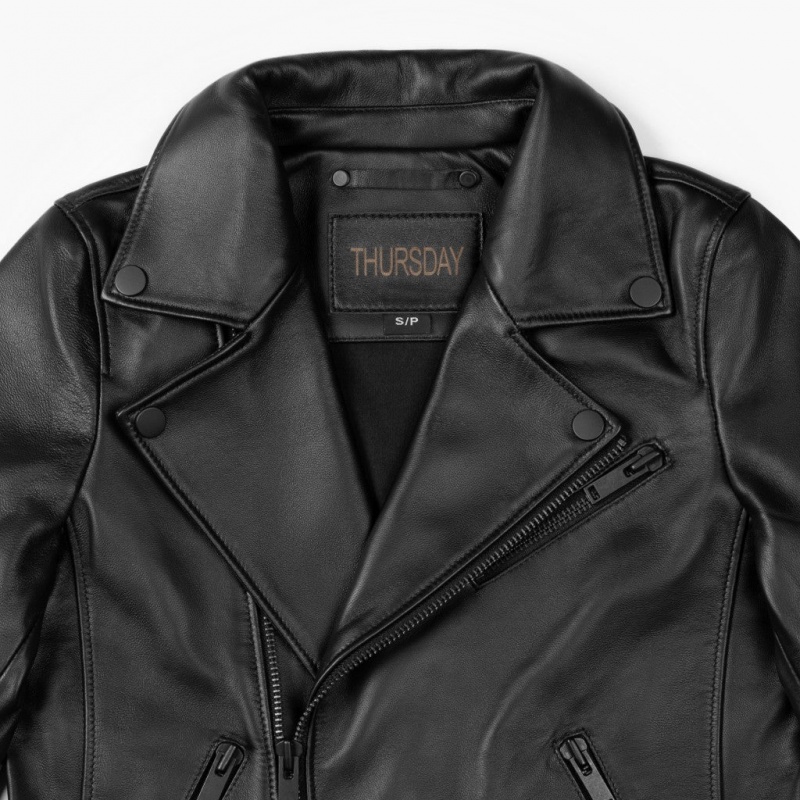 Thursday Boots Leder Motorcycle Jacken Damen Schwarz | Österreich-31590HOYJ