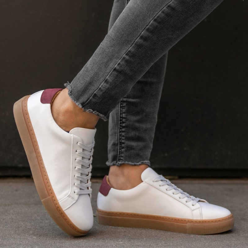 Thursday Boots Legacy Low Top Sneakers Damen Weiß Bordeaux | Österreich-31825XQEB