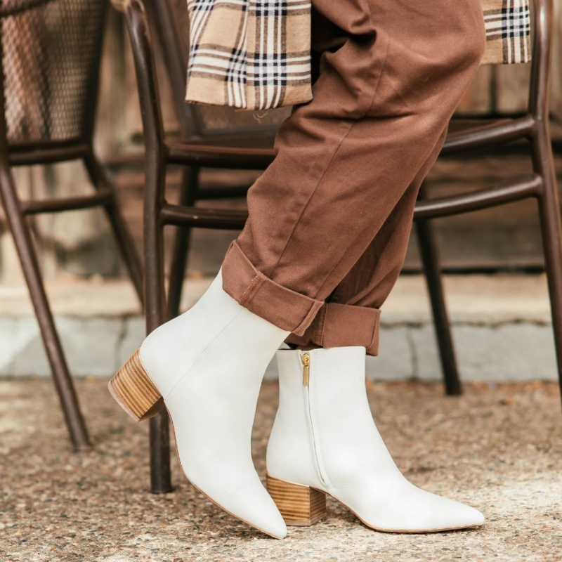 Thursday Boots Luna 2 Heel Stiefeletten Damen Weiß | Österreich-49813ZEMR
