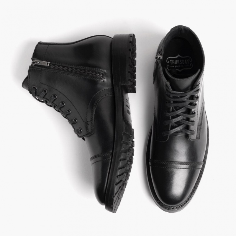 Thursday Boots Major Zip Schnürstiefel Herren Schwarz | Österreich-83612CPJQ