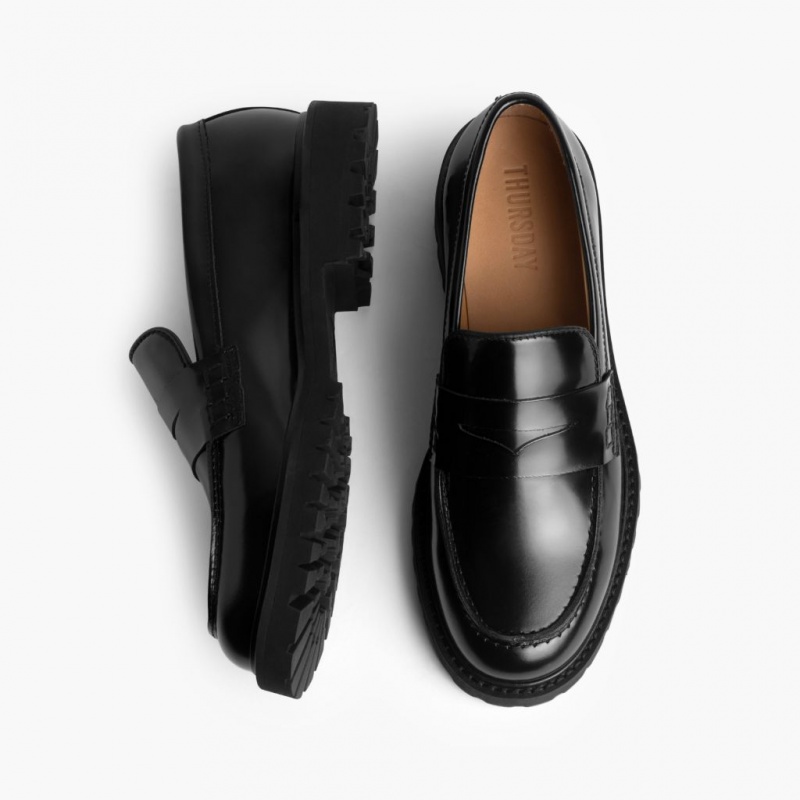 Thursday Boots Penny Lug Sole Halbschuhe Damen Schwarz | Österreich-72683PFRH