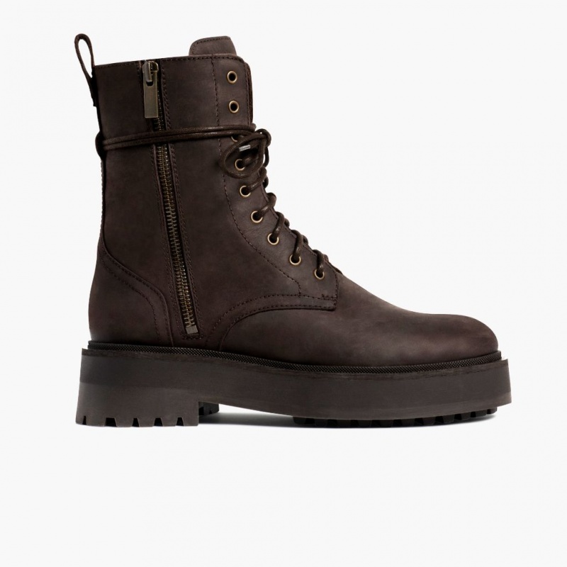 Thursday Boots Quest Combat Plattform Schnürstiefel Damen Dunkelschokolade | Österreich-62370VOHB