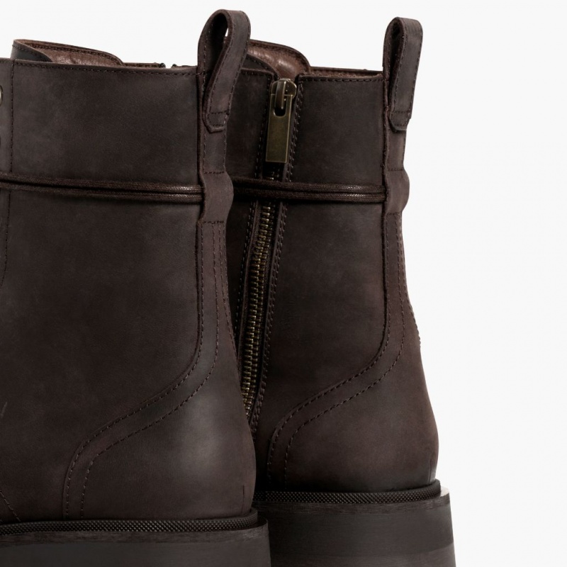 Thursday Boots Quest Combat Plattform Schnürstiefel Damen Dunkelschokolade | Österreich-62370VOHB