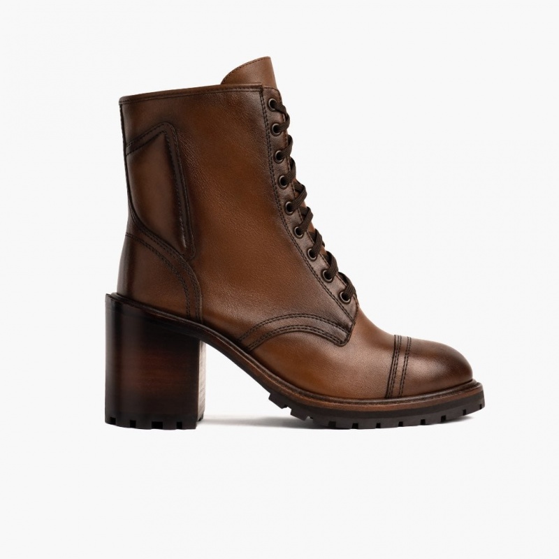 Thursday Boots Rebel High-Heel Zip-Up Stiefeletten Damen Dunkelbraun | Österreich-30854HDNI