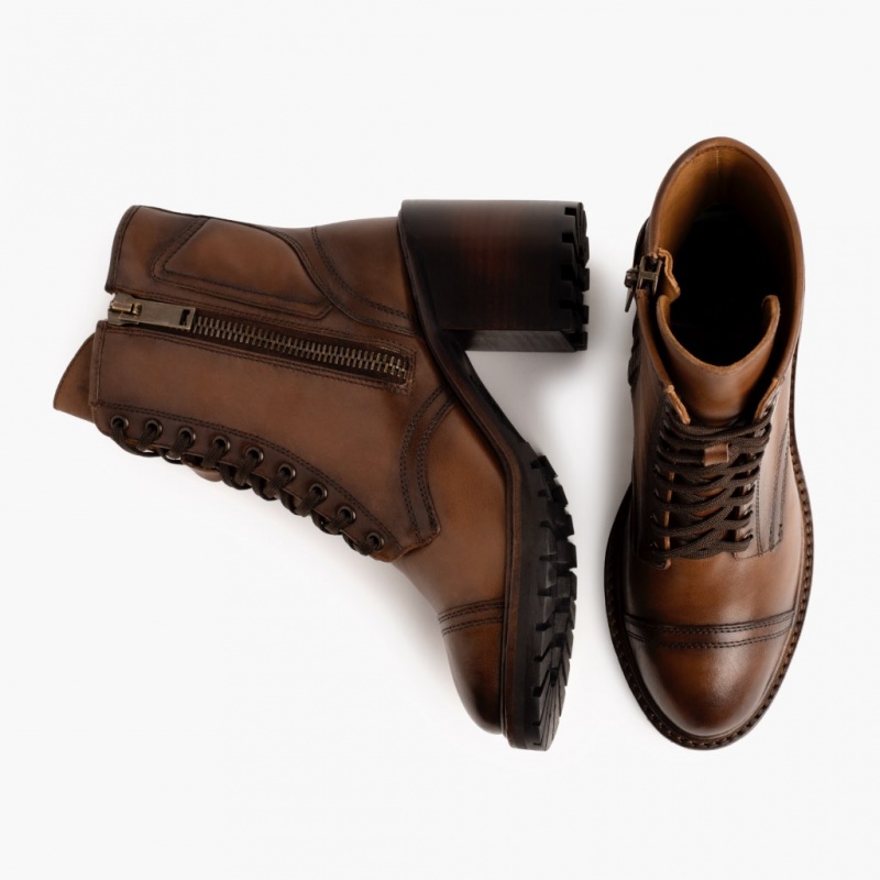 Thursday Boots Rebel High-Heel Zip-Up Stiefeletten Damen Dunkelbraun | Österreich-30854HDNI