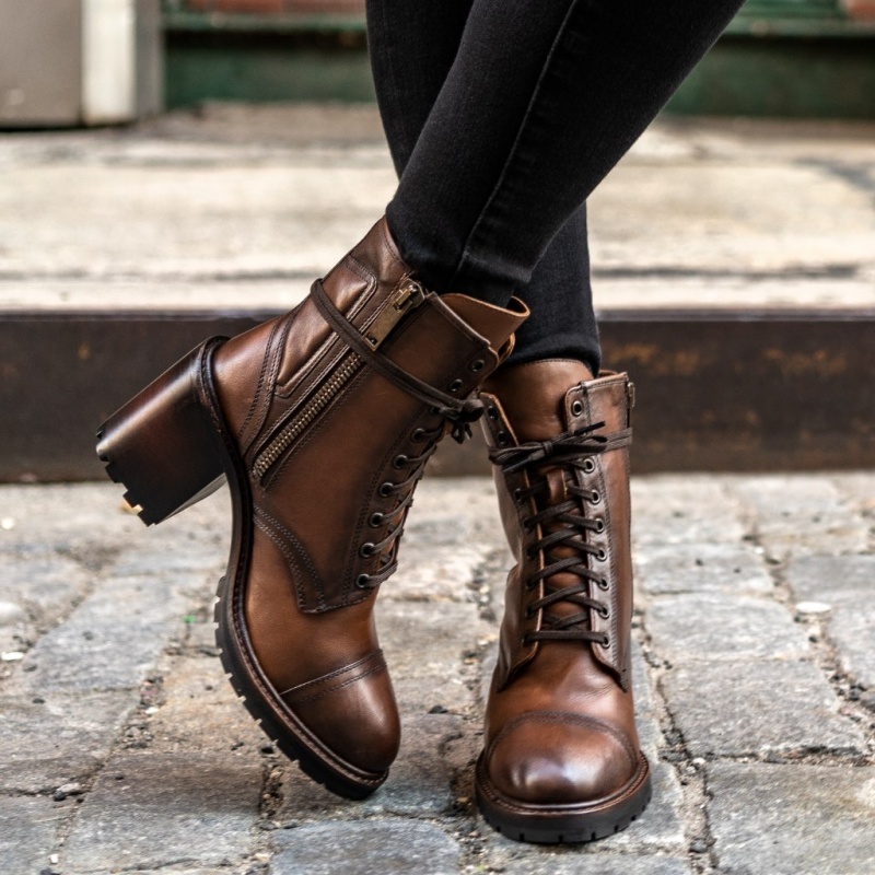 Thursday Boots Rebel High-Heel Zip-Up Stiefeletten Damen Dunkelbraun | Österreich-30854HDNI
