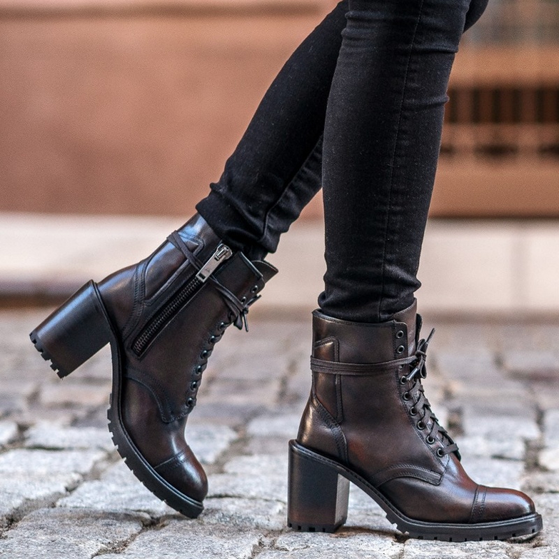 Thursday Boots Rebel Zip-Up Stiefeletten Damen Dunkelbraun | Österreich-24760HREO