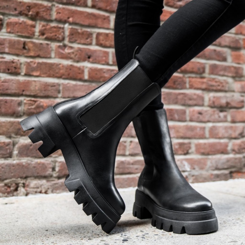 Thursday Boots Reign Chunky Outsole Chelsea Stiefel Damen Schwarz | Österreich-41372TQFS