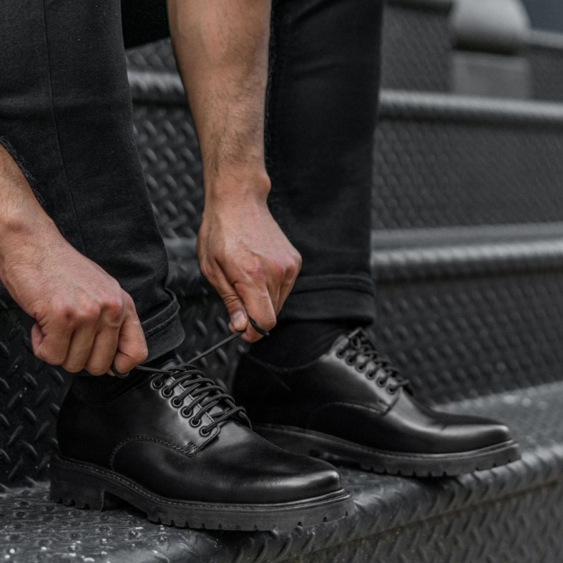 Thursday Boots Renegade Lederschuhe Herren Schwarz | Österreich-96421MIEB