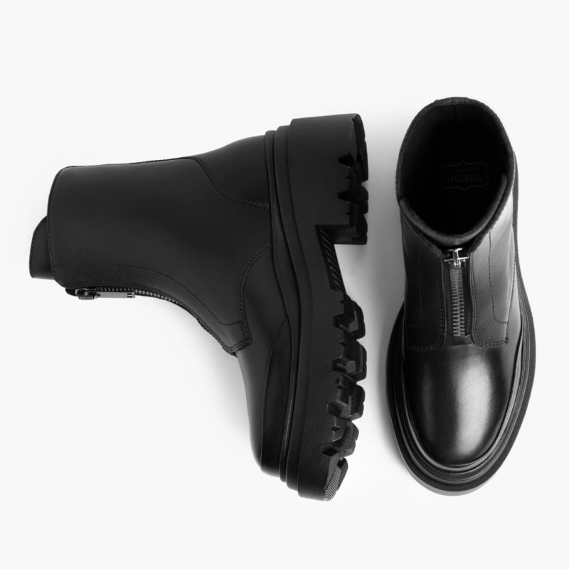 Thursday Boots Ryder Plattform Zip-Up Stiefeletten Damen Schwarz | Österreich-51489VZKB