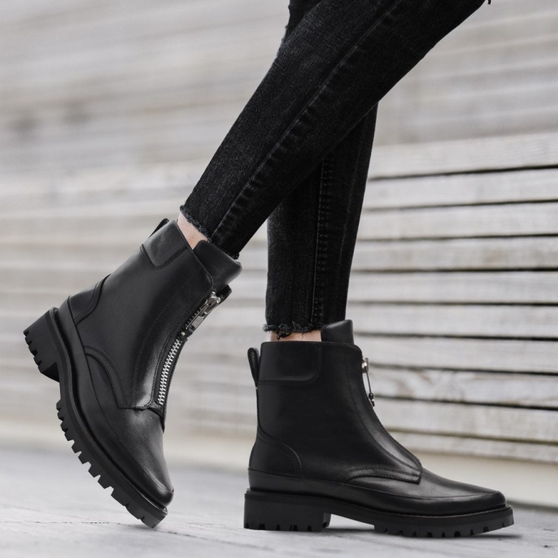 Thursday Boots Ryder Zip-Up Stiefeletten Damen Schwarz | Österreich-92103DHOF