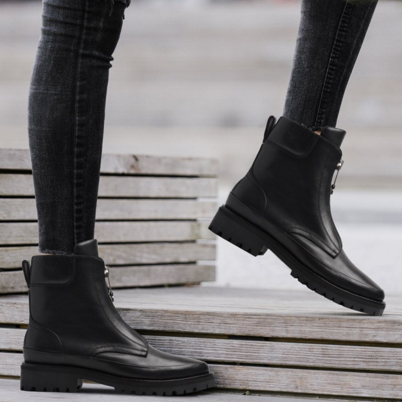 Thursday Boots Ryder Zip-Up Stiefeletten Damen Schwarz | Österreich-92103DHOF