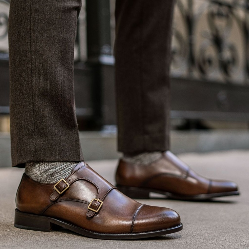 Thursday Boots Saint Double Monk Lederschuhe Herren Dunkelbraun | Österreich-28091PTJN