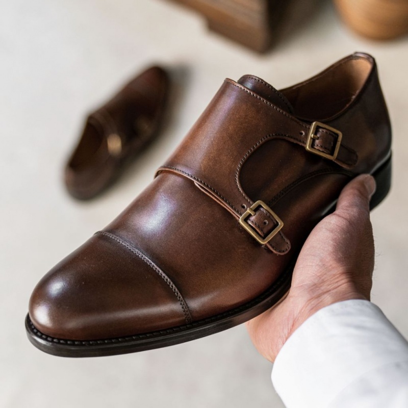 Thursday Boots Saint Double Monk Lederschuhe Herren Dunkelbraun | Österreich-28091PTJN
