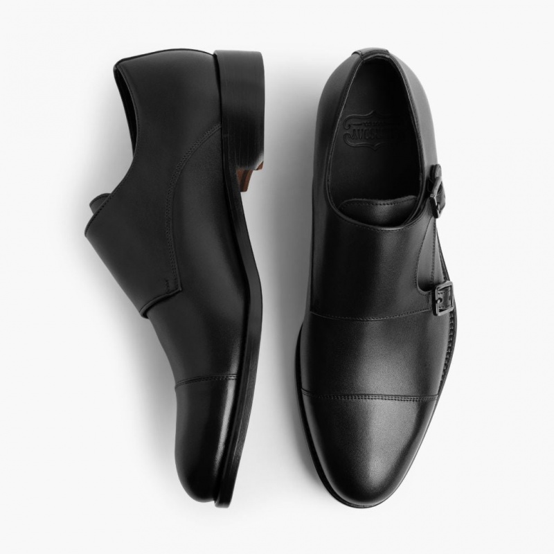 Thursday Boots Saint Double Monk Riemen Lederschuhe Herren Schwarz | Österreich-82074SAUY
