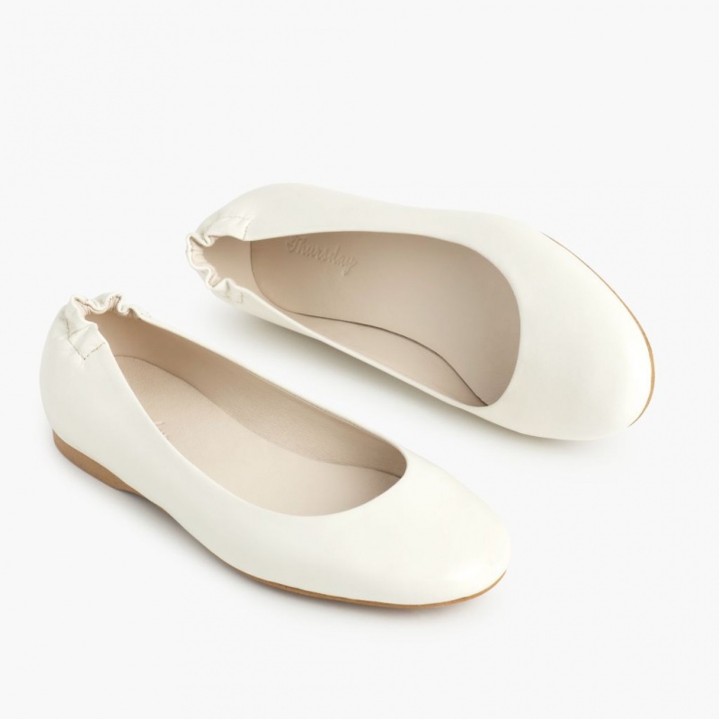 Thursday Boots Scrunch Ballerinas Damen Weiß | Österreich-07546SJXQ