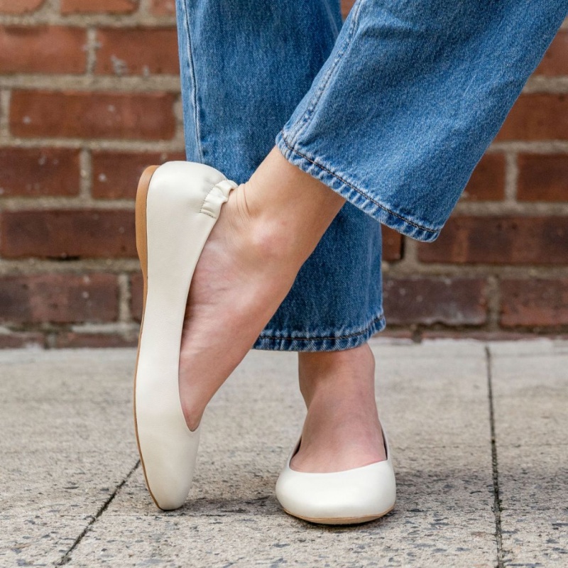 Thursday Boots Scrunch Ballerinas Damen Weiß | Österreich-07546SJXQ