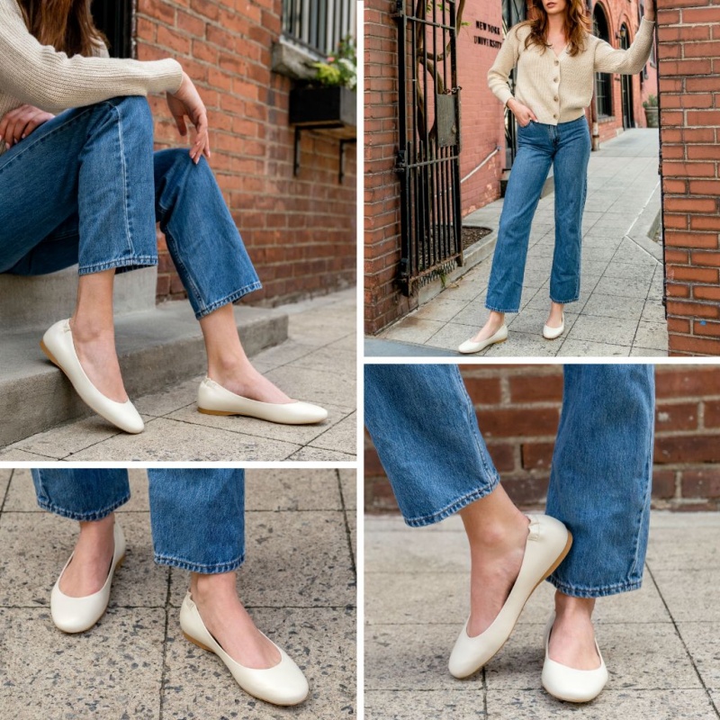 Thursday Boots Scrunch Ballerinas Damen Weiß | Österreich-07546SJXQ