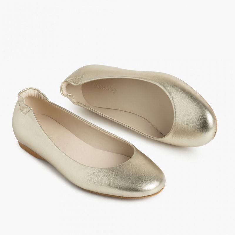 Thursday Boots Scrunch Ballerinas Damen Hellgold | Österreich-13579QSBG